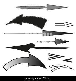 différentes flèches dans un style moderne. Esquissez un ensemble infographique avec différentes flèches. Illustration vectorielle. image de stock. SPE 10. Illustration de Vecteur