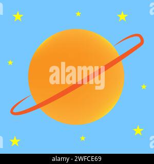 Fantastique planète de dessin animé orange. Icône fantaisie pour la conception de fond de jeu. Illustration vectorielle. Image de stock. SPE 10. Illustration de Vecteur