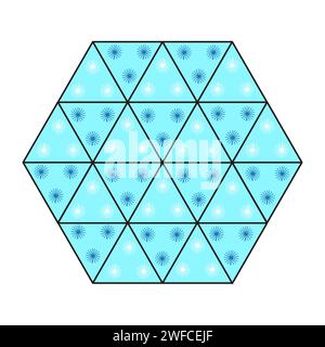 Hexagone bleu avec des flocons de neige. Fond blanc. Illustration vectorielle. image de stock. SPE 10. Illustration de Vecteur