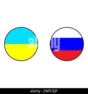 Collection avec cercles drapeaux russie ukraine. Illustration vectorielle. image de stock. SPE 10. Illustration de Vecteur