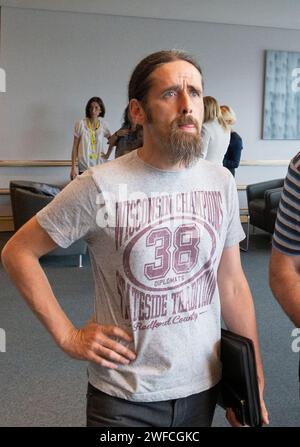 7 juillet 2014 - Bruxelles, Belgique - Luke 'Ming' Flanagan, député européen photographié lors de sa première contribution à la commission AGRI à Bruxelles. Banque D'Images