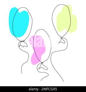 Bulles linéaires. Dessin au trait Joyeux anniversaire. Icône de ligne continue de nuage. Concept de célébration. Illustration vectorielle. image de stock. SPE 10. Illustration de Vecteur