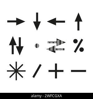 Noir mathématique. Jeu d'icônes scientifiques. Illustration vectorielle. Image de stock. SPE 10. Illustration de Vecteur