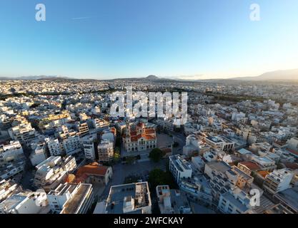 Vue aérienne de la ville d'Héraklion dans l'île de Crète Grèce Banque D'Images