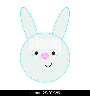 museau de lapin de dessin animé sur fond blanc. Mignon personnage de bébé Kawaii de dessin animé. Symbole de face. Illustration vectorielle. image de stock. SPE 10. Illustration de Vecteur