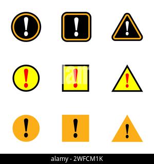 Point d'exclamation défini. Symbole d'avertissement plat. Signe d'avertissement. Illustration vectorielle. image de stock. SPE 10. Illustration de Vecteur