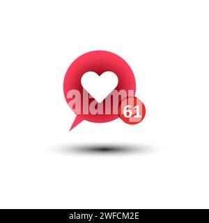 Cœur rouge nombre de likes. Communication, web, réseaux sociaux, bouton application. Illustration vectorielle. image de stock. SPE 10. Illustration de Vecteur
