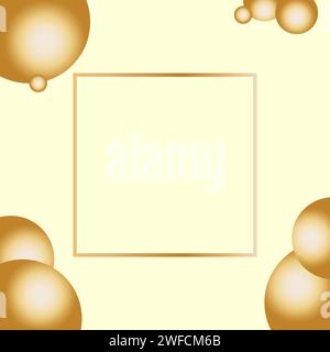 cadre boules d'or sur fond jaune. Fond romantique. Joyeux noël. Illustration vectorielle. image de stock. SPE 10. Illustration de Vecteur