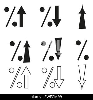 Flèche pourcentage vers le haut vers le bas. Signe de pourcentage. Illustration vectorielle. Image de stock. SPE 10. Illustration de Vecteur