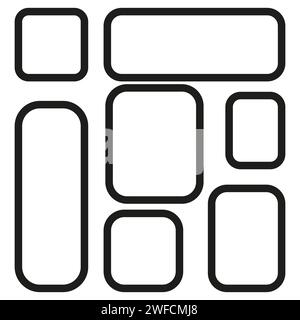 bouton avec rectangles noirs définis. Elément géométrique. Illustration vectorielle. image de stock. SPE 10. Illustration de Vecteur