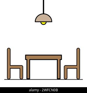 Table et deux chaises. Illustration d'esquisse sur fond clair. Icône pour la conception. Illustration vectorielle. image de stock. SPE 10. Illustration de Vecteur