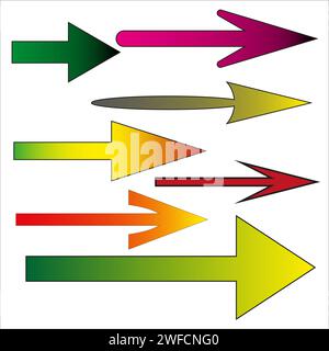 différentes flèches droites. Set pour la conception décorative. Éléments graphiques. Illustration vectorielle. image de stock. SPE 10. Illustration de Vecteur