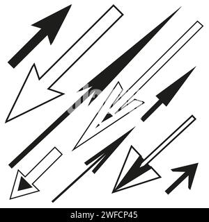 différentes flèches droites. Set pour la conception décorative. Éléments graphiques. Illustration vectorielle. image de stock. SPE 10. Illustration de Vecteur