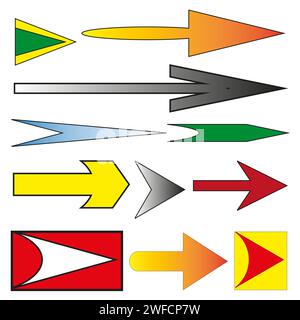 différentes flèches droites. Set pour la conception décorative. Éléments graphiques. Illustration vectorielle. image de stock. SPE 10. Illustration de Vecteur