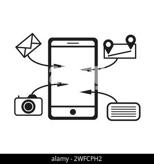 Icône d'e-mail de message du smartphone. Icône de chat définie. Symbole d'appel. Nouveau concept de message. Illustration vectorielle. Image de stock. SPE 10. Illustration de Vecteur