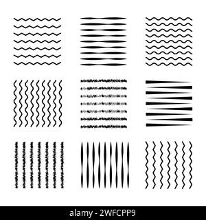 Différentes lignes fines. Elément de ligne dessiné à la main. Illustration vectorielle. image de stock. SPE 10. Illustration de Vecteur