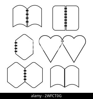 Icônes de livres d'art au trait différentes formes. Éducation, connaissances, concept d'étude. Illustration vectorielle. image de stock. SPE 10. Illustration de Vecteur