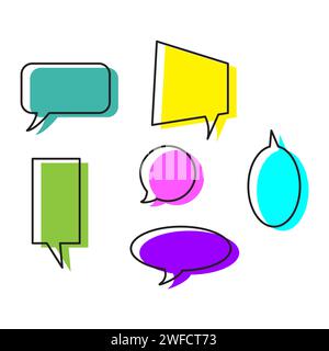 Messages couleur de dessin animé. Boîte de dialogue, bulle de conversation. Icône entreprise. Bulle de message. Illustration vectorielle. image de stock. SPE 10. Illustration de Vecteur