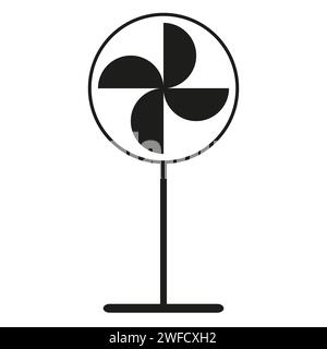 icône de ventilateur noire. Icône linéaire de trait modifiable. Illustration vectorielle. Image de stock. spe 10. Illustration de Vecteur