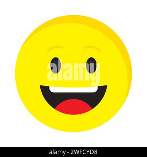 Icône sourire. Caractère jaune réaliste. Visage emoji. Illustration vectorielle. image de stock. SPE 10. Illustration de Vecteur