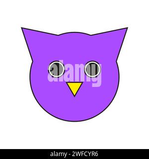 Hibou violet sur fond blanc. Drôle de personnage de dessin animé. Illustration vectorielle. image de stock. SPE 10. Illustration de Vecteur