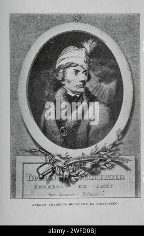 Andrew Thaddeus Bonaventura Kosciuszko Pologne de Nevin Otto Winter Andrzej Tadeusz Bonawentura Kościuszko (en anglais : Andrew Thaddeus Bonaventure Kosciuszko ; 4 ou 12 février 1746 – 15 octobre 1817) est un ingénieur militaire polonais-lituanien, homme d'État et chef militaire qui est devenu un héros national en Pologne, aux États-Unis, en Lituanie et en Biélorussie. Il a combattu dans les luttes de la République polono-lituanienne contre la Russie et la Prusse, et du côté américain dans la guerre d'indépendance américaine. En tant que commandant suprême des forces armées nationales polonaises, il dirige le soulèvement de Kościuszko en 1794. Banque D'Images