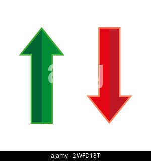 Flèche verte vers le haut, flèche rouge vers le bas. Illustration vectorielle. SPE 10. Illustration de Vecteur