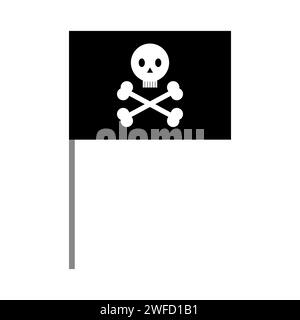 Drapeau pirate noir de dessin animé. Concept de voyage. Illustration vectorielle. image de stock. SPE 10. Illustration de Vecteur