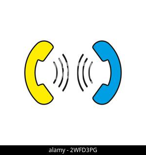 Combinés abstraits jaune bleu pour le concept design. Icône téléphone définie. Communication, concept Internet. Illustration vectorielle. Image de stock. SPE 10. Illustration de Vecteur