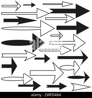 différentes flèches droites. Éléments graphiques. Set pour la conception décorative. Illustration vectorielle. image de stock. SPE 10. Illustration de Vecteur