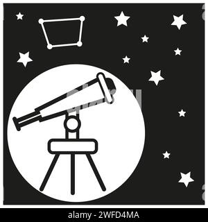 icône du ciel nocturne du télescope. Planète Terre. Vecteur d'icône. Vecteur de lune. Icône étoile. Illustration vectorielle. Image de stock. spe 10. Illustration de Vecteur