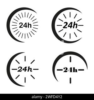 Icônes horloge 24 heures dans un style plat sur fond blanc. Illustration vectorielle. SPE 10. Illustration de Vecteur
