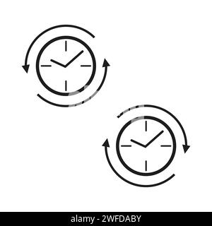Icône de flèche d'horloge sur fond blanc. Concept commercial. Illustration vectorielle. SPE 10. Illustration de Vecteur