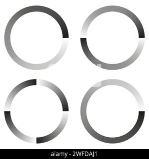 Indicateur de progression, étapes, phases. Préchargeur, forme tampon. Cercle, icône de chargement circulaire. Illustration vectorielle. SPE 10. Illustration de Vecteur