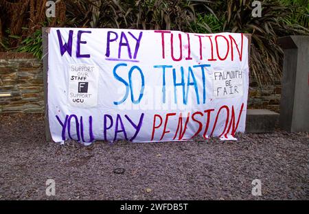 UCU action sur le campus Woodlane à l'Université Falmouth Banque D'Images