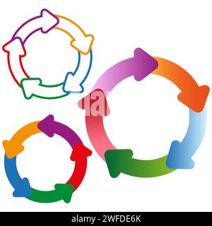 Diagramme de cycle avec flèches définies. graphique circulaire ou circulaire en 1,2,3,4,5,6 étapes. Concept de présentation commerciale. SPE 10. Illustration de Vecteur