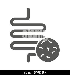 Intestin avec icône de ligne bactérienne. Syndrome du côlon irritable, constipation, symbole d'occlusion intestinale. Illustration vectorielle. Image de stock. SPE 10. Illustration de Vecteur