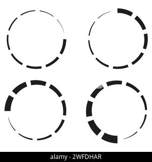 Indicateur de progression, étapes, phases. Cercle, icône de chargement circulaire. Préchargeur, forme tampon. Illustration vectorielle. SPE 10. Image de stock. Illustration de Vecteur