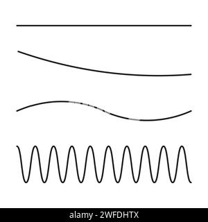 Collection de lignes ondulées ou en zigzag. Onde horizontale de lignes fines. Ligne pointillée. Grand ensemble couleur noire. Illustration vectorielle. SPE 10. Illustration de Vecteur