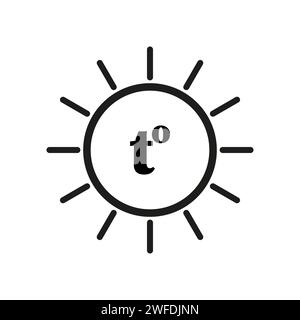 Icône de température. Symbole du beau temps. Icône soleil et thermomètre. Illustration vectorielle. SPE 10. Image de stock. Illustration de Vecteur