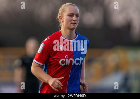 Sutton, Royaume-Uni. 28 janvier 2024. Le VBS Community Stadium, Sutton, Angleterre, janvier 28 2024 l'attaquant de Crystal Palace Elise Hughes (9) lors du match de championnat FA Womens entre Crystal Palace et Charlton Athletic au VBS Community Stadium, Sutton, Angleterre (Stephen Flynn/SPP) crédit : SPP Sport Press photo. /Alamy Live News Banque D'Images