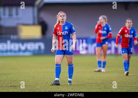 Sutton, Royaume-Uni. 28 janvier 2024. Le VBS Community Stadium, Sutton, Angleterre, janvier 28 2024 milieu de terrain de Crystal Palace Shauna Guyatt (21) lors du match de championnat FA Womens entre Crystal Palace et Charlton Athletic au VBS Community Stadium, Sutton, Angleterre (Stephen Flynn/SPP) crédit : SPP Sport Press photo. /Alamy Live News Banque D'Images