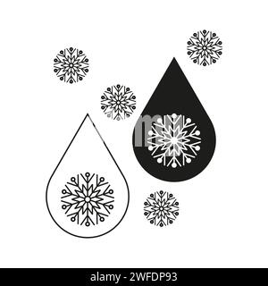 Icône d'eau gelée définie. Symbole antigel. Laissez tomber avec le signe de flocon de neige. Illustration vectorielle. SPE 10. Image de stock. Illustration de Vecteur