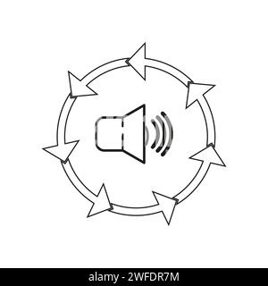 Icône de réduction du volume. Symbole de faible niveau de bruit. icône moins entendre. Icône de réduction silencieuse. Symbole de haut-parleur. Illustration vectorielle. SPE 10. Image de stock. Illustration de Vecteur