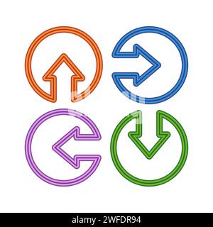 Icônes fléchées pointant vers la gauche, la droite, le haut et le bas. Illustration vectorielle. SPE 10. Image de stock. Illustration de Vecteur