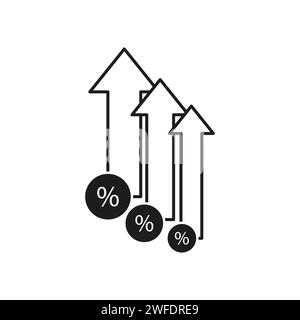 Icône de pourcentage croissant. Flèches vers le haut signe. Symbole de dépôt. Illustration vectorielle. SPE 10. Image de stock. Illustration de Vecteur