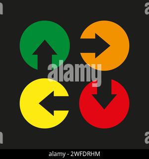 Icônes fléchées pointant vers la gauche, la droite, le haut et le bas. Illustration vectorielle. SPE 10. Image de stock. Illustration de Vecteur