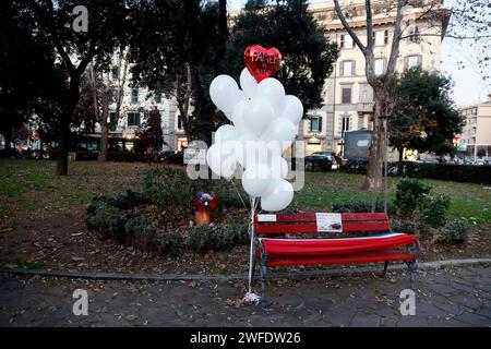 Roma, Italie. 30 janvier 2024. Foto Cecilia Fabiano/LaPresse 30 Gennaio 2024 Roma, Italia - Cronaca - Fiaccolata per Pamela Mastropietro Nella foto : la manifestazione 30 janvier 2024 Roma, Italie - torche pour Pamela Mastropietro tué en 2018 sur la photo : la torche. Crédit : LaPresse/Alamy Live News Banque D'Images