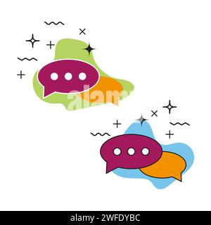 Icônes Web de médias sociaux et de SEO. Messages colorés. Symbole de communication. Signes de chat. Illustration vectorielle. SPE 10. Image de stock. Illustration de Vecteur