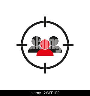 Cible avec icône audience. Panneau de ciblage. Icône du concept AIM People. Symbole de chasse de tête. Icône segment de marché. Illustration vectorielle. SPE 10. image de stock. Illustration de Vecteur